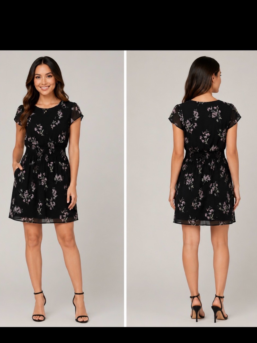 NWT BP NORDSTROM black floral dress Size S